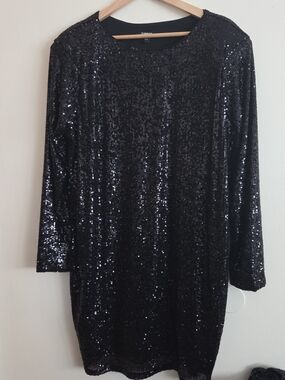 Express Black Sequin Dress NEW